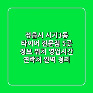 정읍시 시기3동 타이어 전문점 5곳 정보 - 위치, 영업시간, 연락처 완벽 정리