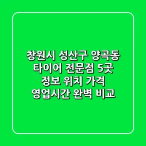 창원시 성산구 양곡동 타이어 전문점 5곳 정보 - 위치, 가격, 영업시간 완벽 비교