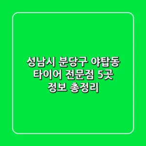 성남시 분당구 야탑동 타이어 전문점 5곳 정보 총정리
