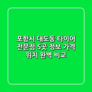 포항시 대도동 타이어 전문점 5곳 정보 - 가격, 위치 완벽 비교