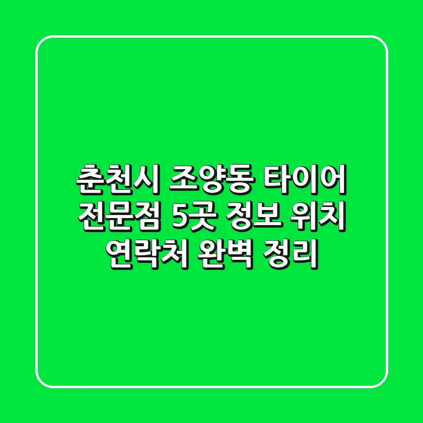 춘천시 조양동 타이어 전문점 5곳 정보 - 위치, 연락처 완벽 정리