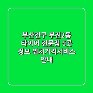 부산진구 부전2동 타이어 전문점 5곳 정보 - 위치/가격/서비스 안내