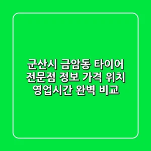 군산시 금암동 타이어 전문점 정보 - 가격, 위치, 영업시간 완벽 비교