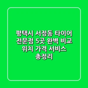 평택시 서정동 타이어 전문점 5곳 완벽 비교 - 위치, 가격, 서비스 총정리