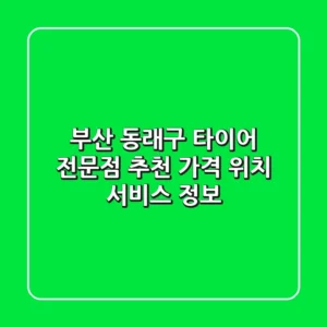 부산 동래구 타이어 전문점 추천 - 가격, 위치, 서비스 정보