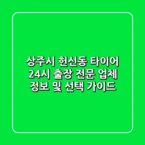 상주시 헌신동 타이어 24시 출장 전문 업체 정보 및 선택 가이드