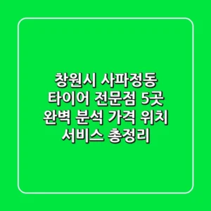 창원시 사파정동 타이어 전문점 5곳 완벽 분석 - 가격, 위치, 서비스 총정리