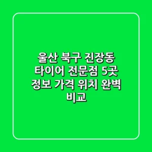 울산 북구 진장동 타이어 전문점 5곳 정보 - 가격, 위치 완벽 비교