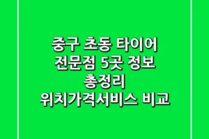 중구 초동 타이어 전문점 5곳 정보 총정리 – 위치/가격/서비스 비교