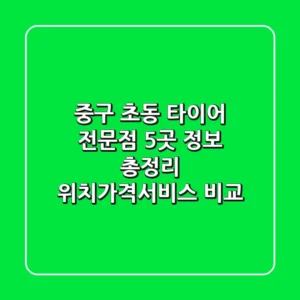 중구 초동 타이어 전문점 5곳 정보 총정리 - 위치/가격/서비스 비교