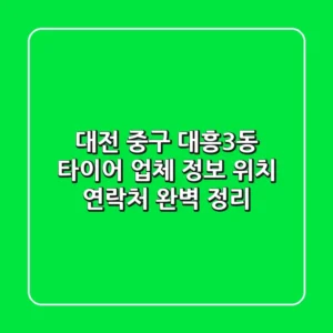 대전 중구 대흥3동 타이어 업체 정보 - 위치, 연락처 완벽 정리