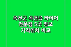 옥천군 옥천읍 타이어 전문점 5곳 정보 – 가격/위치 비교