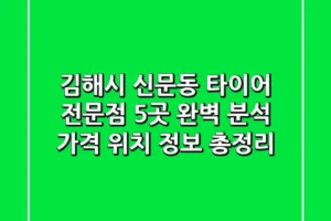 김해시 신문동 타이어 전문점 5곳 완벽 분석 – 가격, 위치, 정보 총정리