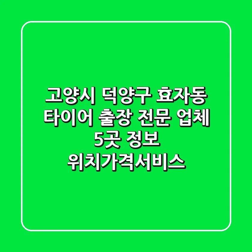 고양시 덕양구 효자동 타이어 출장 전문 업체 5곳 정보 - 위치/가격/서비스