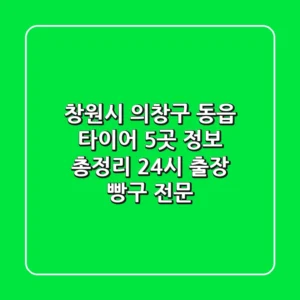 창원시 의창구 동읍 타이어 5곳 정보 총정리 - 24시 출장 빵구 전문