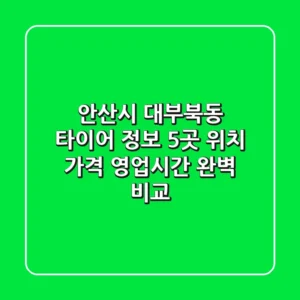 안산시 대부북동 타이어 정보: 5곳 위치, 가격, 영업시간 완벽 비교