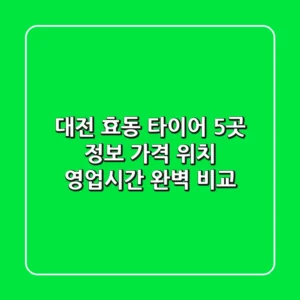 대전 효동 타이어 5곳 정보 - 가격, 위치, 영업시간 완벽 비교
