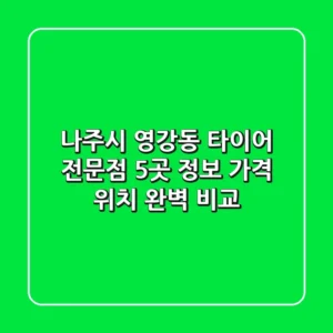 나주시 영강동 타이어 전문점 5곳 정보 - 가격, 위치 완벽 비교