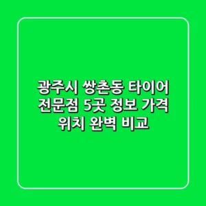 광주시 쌍촌동 타이어 전문점 5곳 정보 - 가격, 위치 완벽 비교