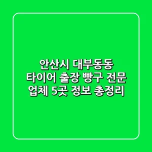 안산시 대부동동 타이어 출장 빵구 전문 업체 5곳 정보 총정리