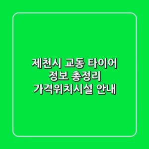 제천시 교동 타이어 정보 총정리 - 가격/위치/시설 안내