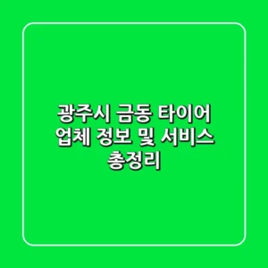 광주시 금동 타이어 업체 정보 및 서비스 총정리