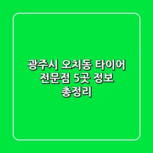 광주시 오치동 타이어 전문점 5곳 정보 총정리