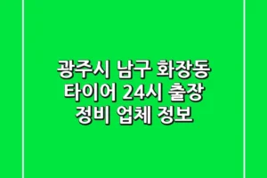 광주시 남구 화장동 타이어: 24시 출장 정비 업체 정보