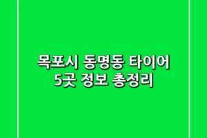 목포시 동명동 타이어 5곳 정보 총정리