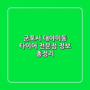 군포시 대야미동 타이어 전문점 정보 총정리