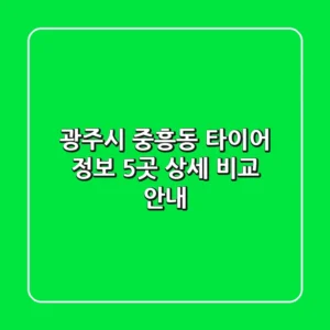 광주시 중흥동 타이어 정보: 5곳 상세 비교 안내