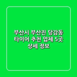 부산시 부산진 당감동 타이어 추천 업체 5곳 상세 정보