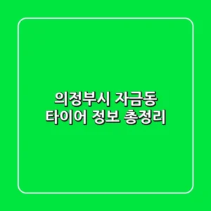 의정부시 자금동 타이어 정보 총정리