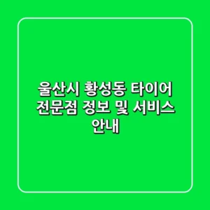 울산시 황성동 타이어 전문점 정보 및 서비스 안내