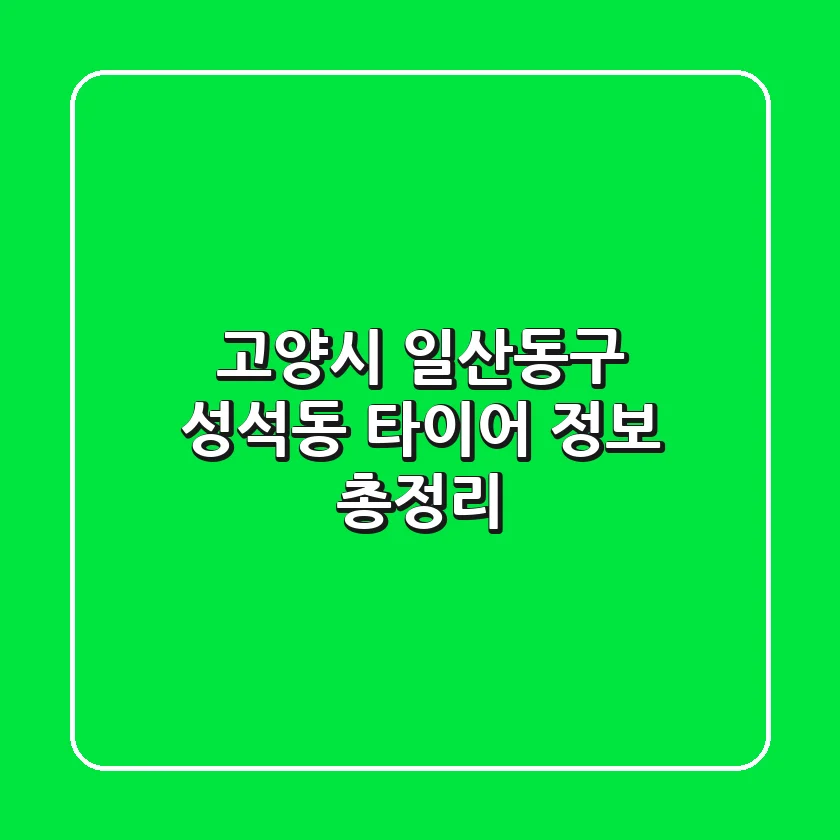 고양시 일산동구 성석동 타이어 정보 총정리