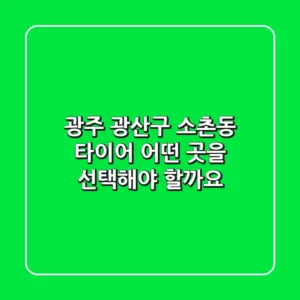 광주 광산구 소촌동 타이어, 어떤 곳을 선택해야 할까요?