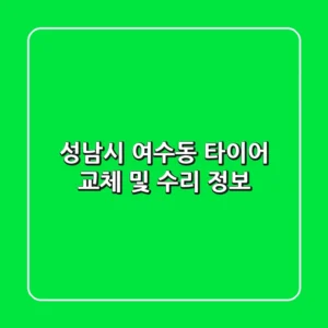 성남시 여수동 타이어 교체 및 수리 정보