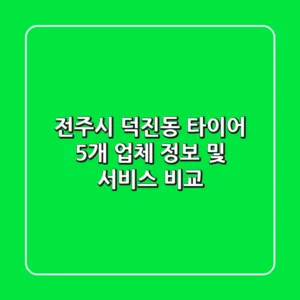 전주시 덕진동 타이어: 5개 업체 정보 및 서비스 비교