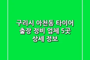 구리시 아천동 타이어 출장 정비 업체 5곳 상세 정보