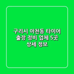 구리시 아천동 타이어 출장 정비 업체 5곳 상세 정보