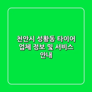 천안시 성황동 타이어 업체 정보 및 서비스 안내