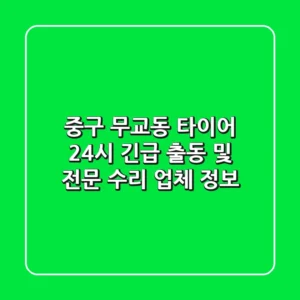 중구 무교동 타이어: 24시 긴급 출동 및 전문 수리 업체 정보