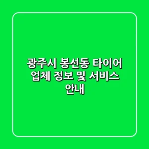 광주시 봉선동 타이어: 업체 정보 및 서비스 안내