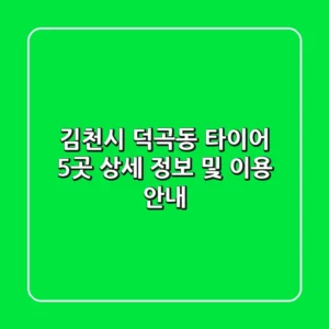 김천시 덕곡동 타이어: 5곳 상세 정보 및 이용 안내