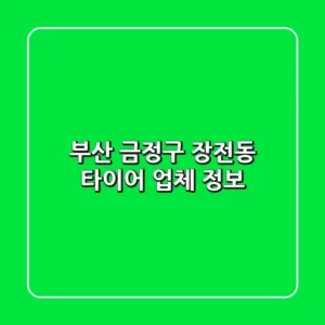 부산 금정구 장전동 타이어 업체 정보