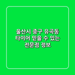 울산시 중구 유곡동 타이어, 믿을 수 있는 전문점 정보