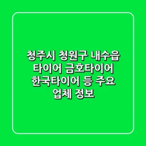 청주시 청원구 내수읍 타이어: 금호타이어, 한국타이어 등 주요 업체 정보