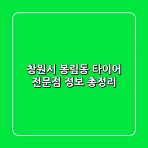 창원시 봉림동 타이어 전문점 정보 총정리