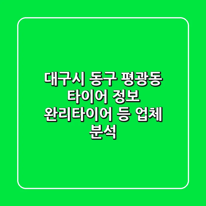 대구시 동구 평광동 타이어 정보: 완리타이어 등 업체 분석