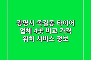 광명시 옥길동 타이어 업체 4곳 비교 – 가격, 위치, 서비스 정보